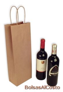 Bolsas Kraft con Manijas KP 1 Botella