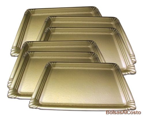 Platos dorados rectangulares 1/4Kg x 50 unidades
