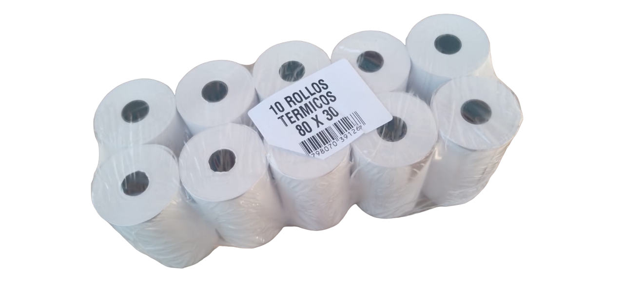Rollos papel térmico 80x30 Pack x 10: imagen 1