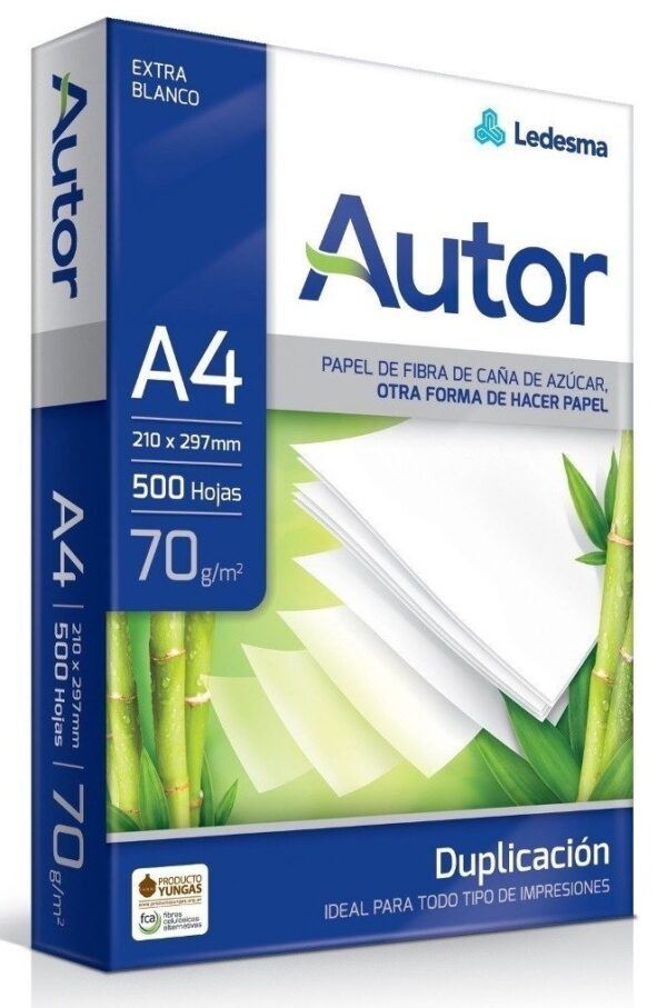 Resma Autor A4 500 Hojas Blanco 70 Gramos